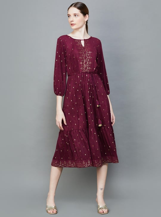Global Desi Maroon Women's Dress