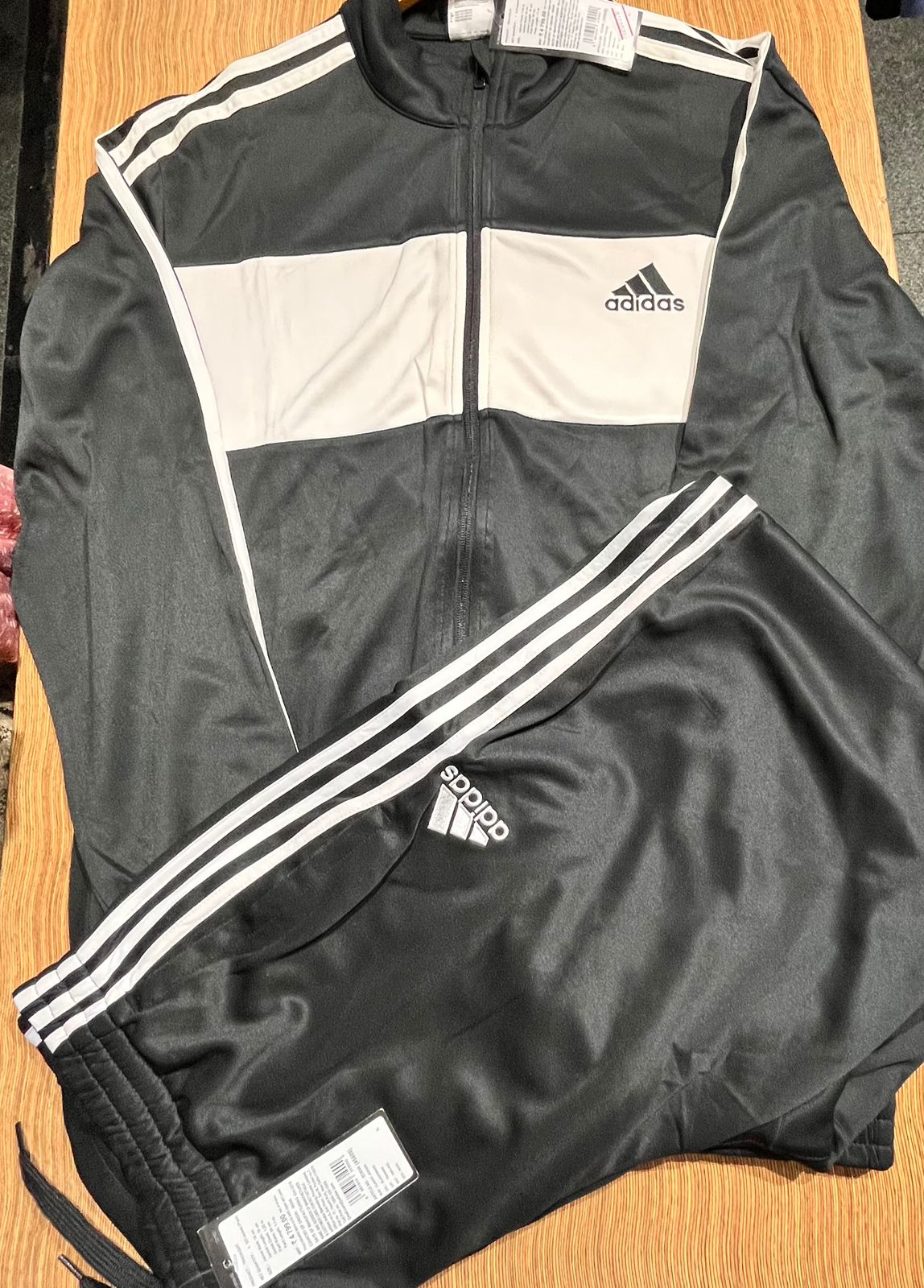 Adidas men's solid tracksuit in black and white