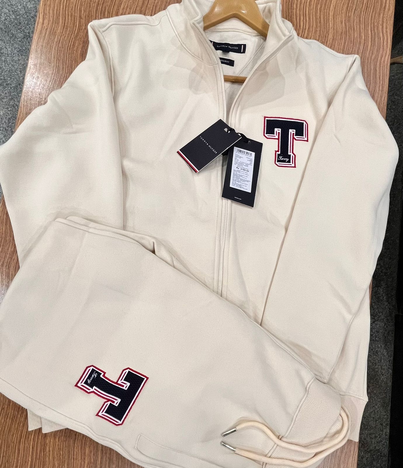 Tommy Hilfiger men's tracksuit in light cream colour