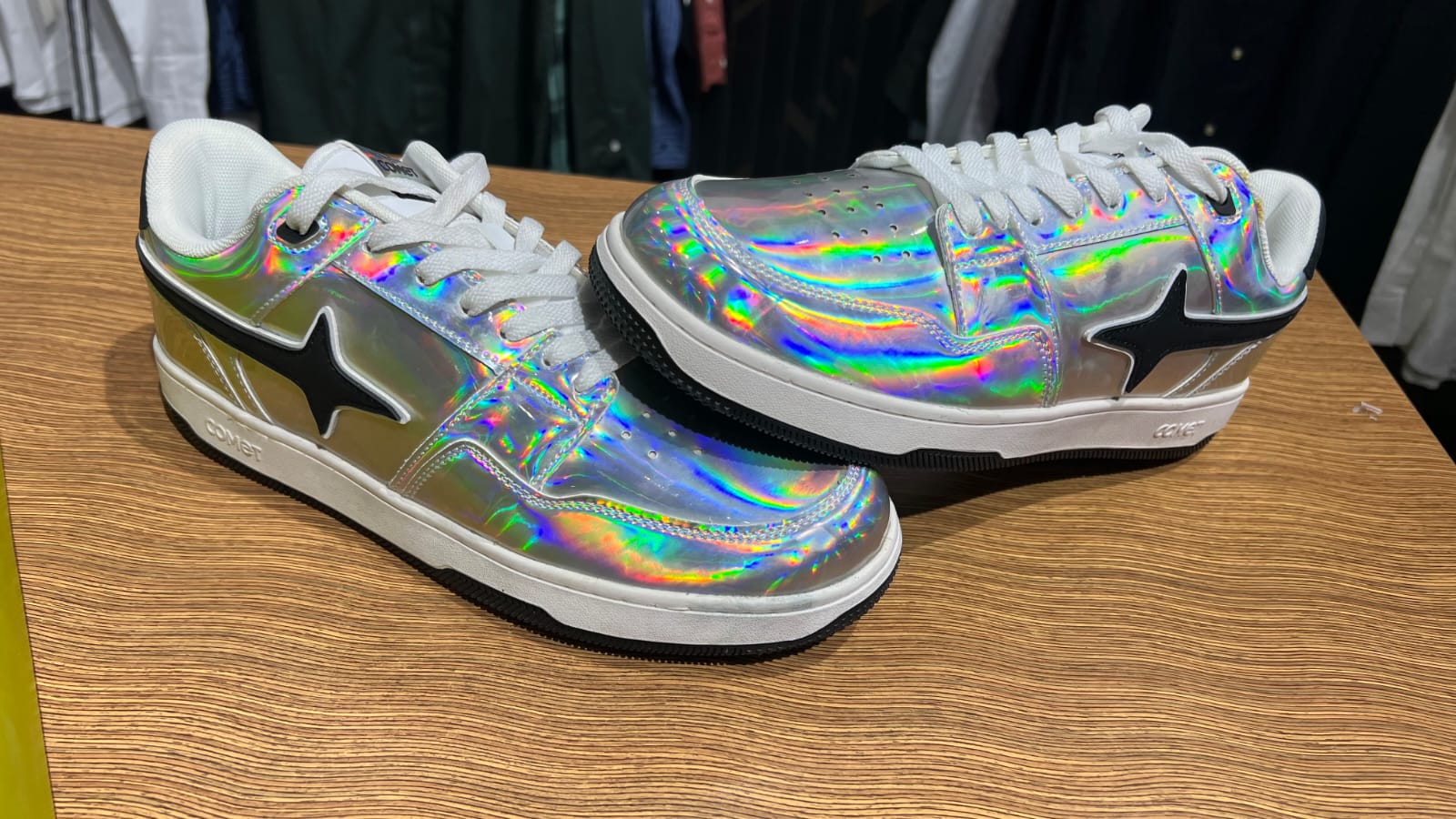 Comet Sneaker in an iridescent finish